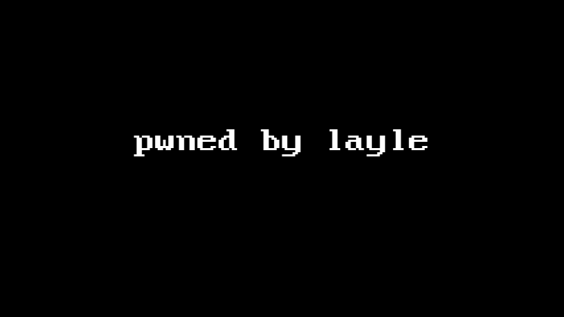 A black Wii framebuffer with the centered white text pwned by layle.