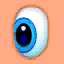 The game's 64 by 64 open-eye texture, enlarged to show its texels.