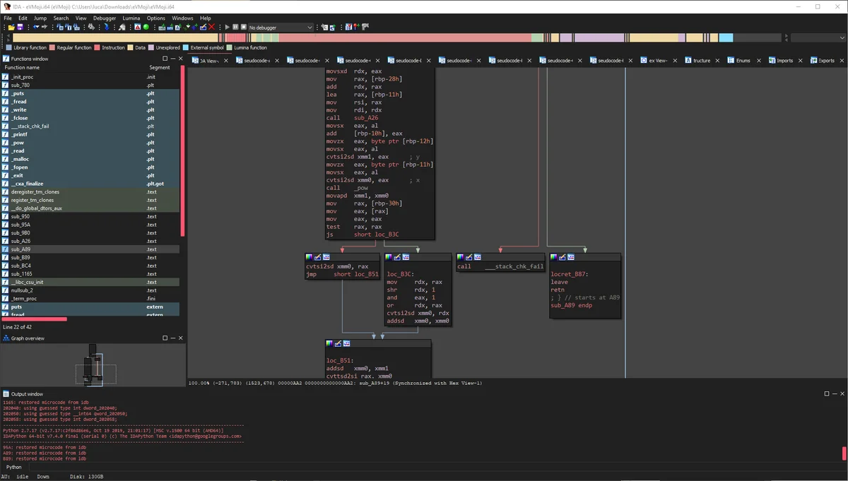 IDA Pro disassembly graph using the pastel colors of the long_night theme