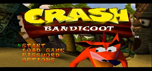 Crash Bandicoot title screen running in pspsps
