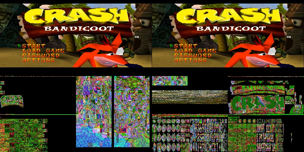 Crash Bandicoot graphics and video memory in the pspsps debugger